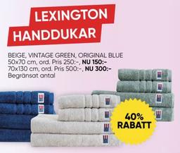 40% på Lexington handdukar + Rituals set från 200 kr