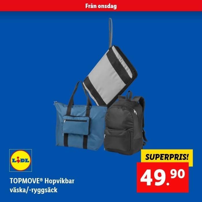 Lidl - Hopvikbar 2-i-1 Väska och Ryggsäck