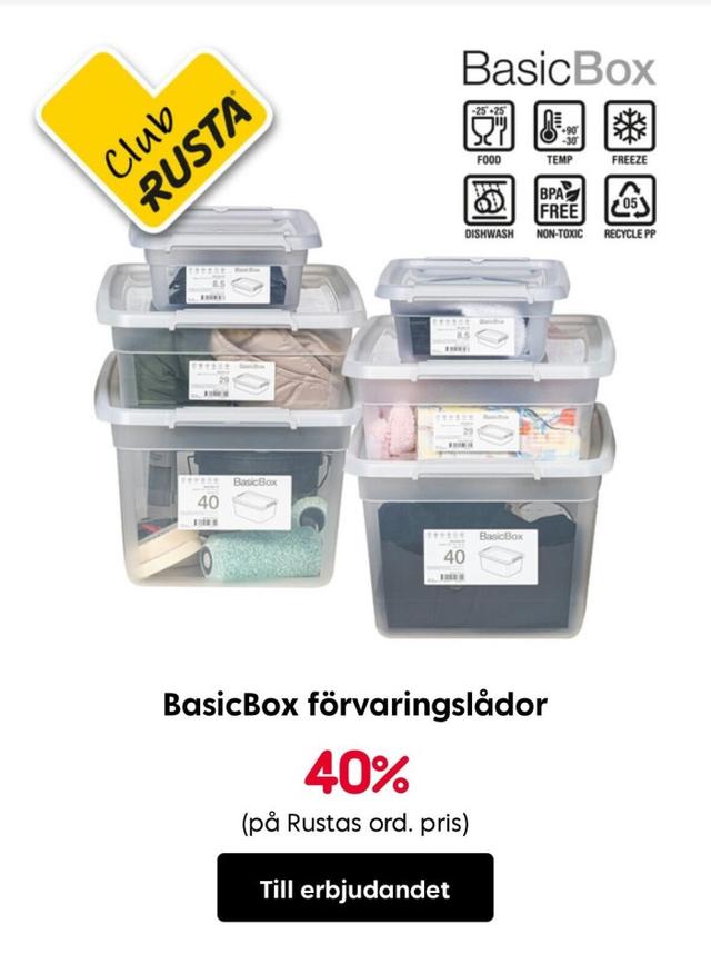 Rusta - BasicBox förvaringslådor 40%