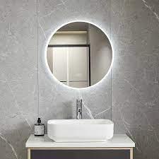 Rund badrumsspegel med LED-belysning | Anti-fog & touch-styrning