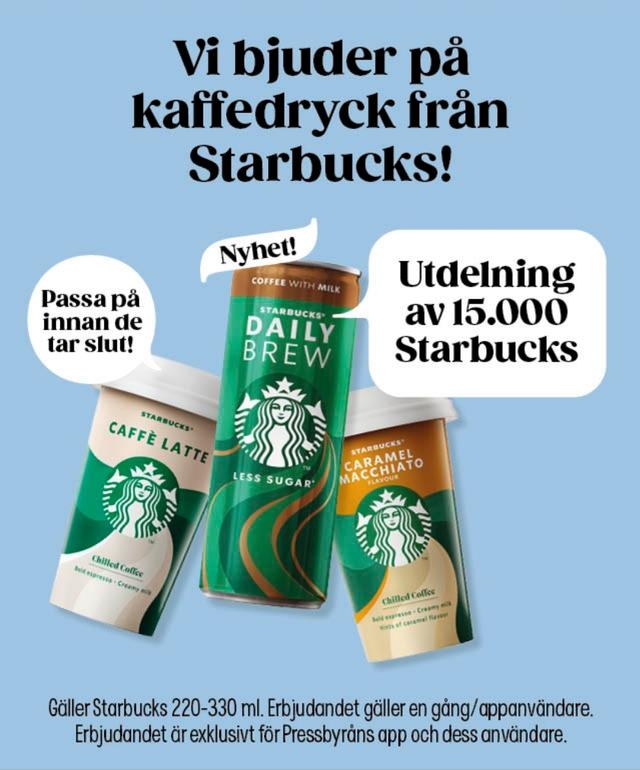 Få en gratis kaffedryck från Starbucks - Pressbyrån